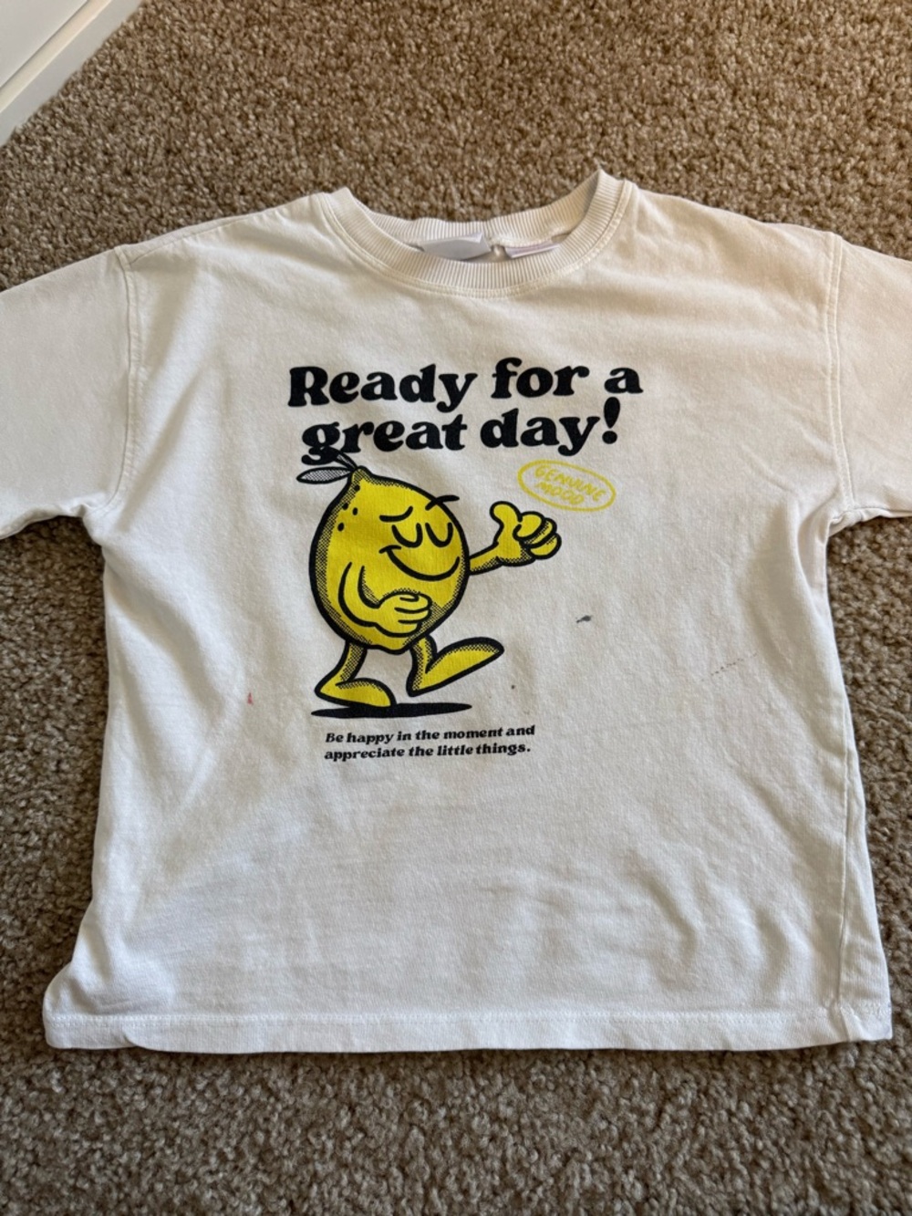 Zara White Short Sleeve Tee with Yellow Lemon Graphic